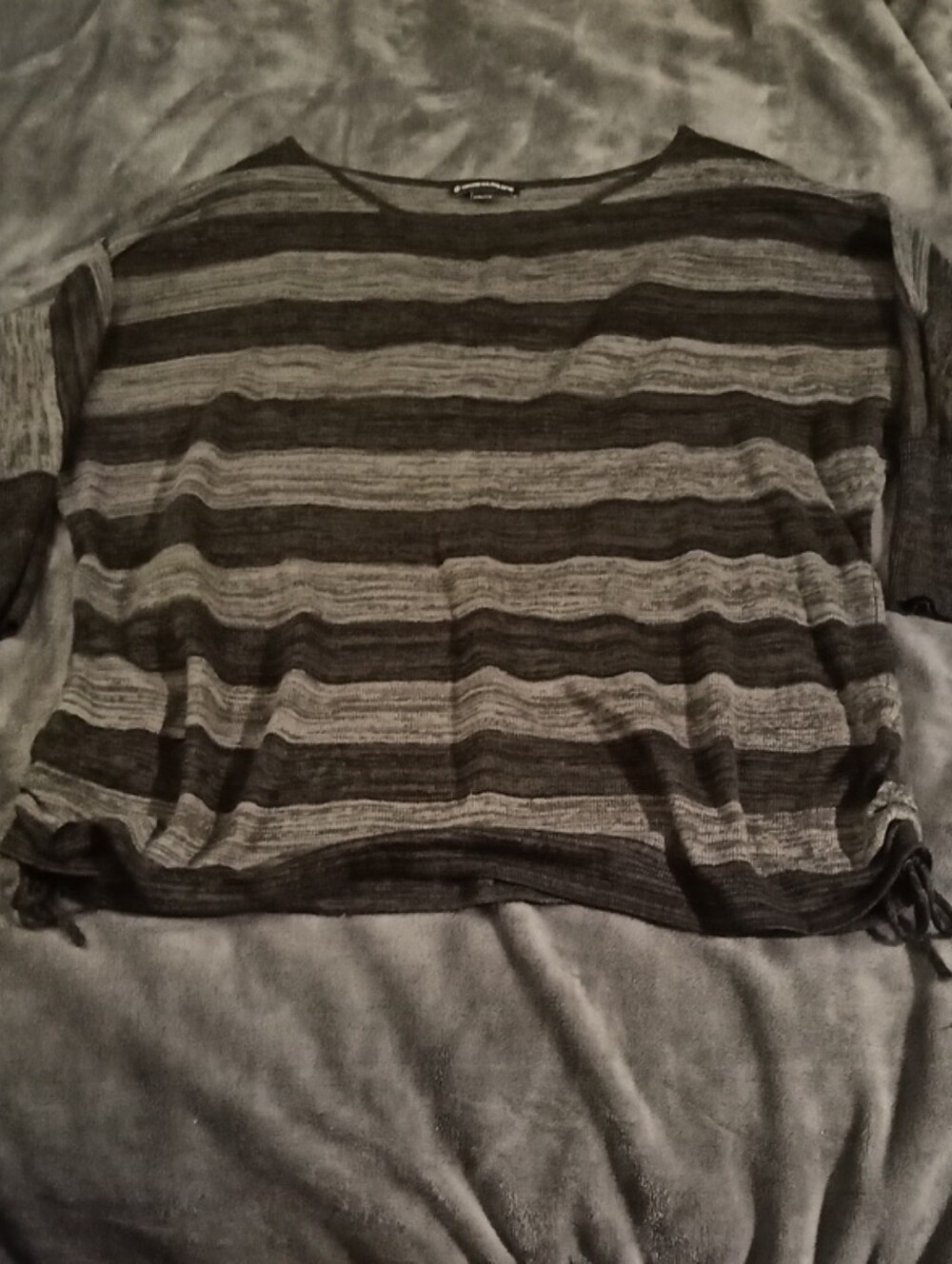 Warehouse Striped Dolman Sleeve Top - Black & Gray